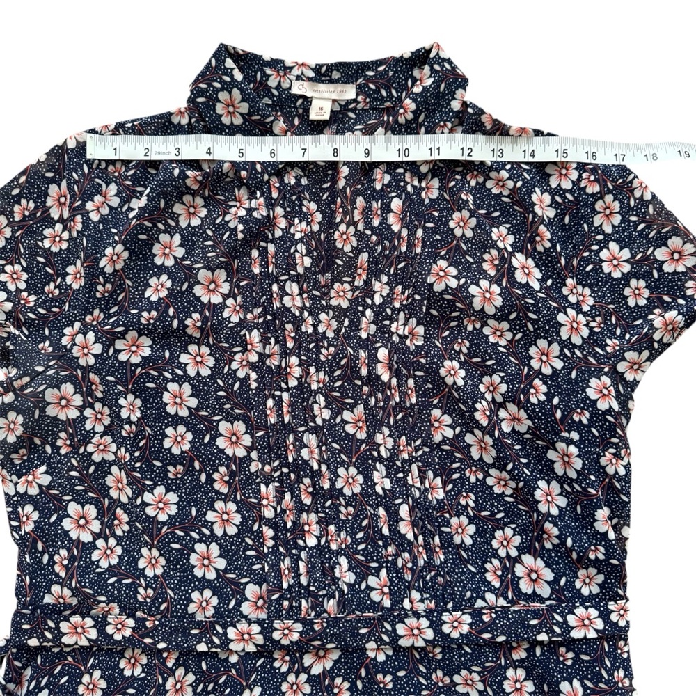 Dress “db Established 1962.” Navy Blue/Pink Dogwood Flowers. A-Line / Cami Slip. - Picture 6 of 16